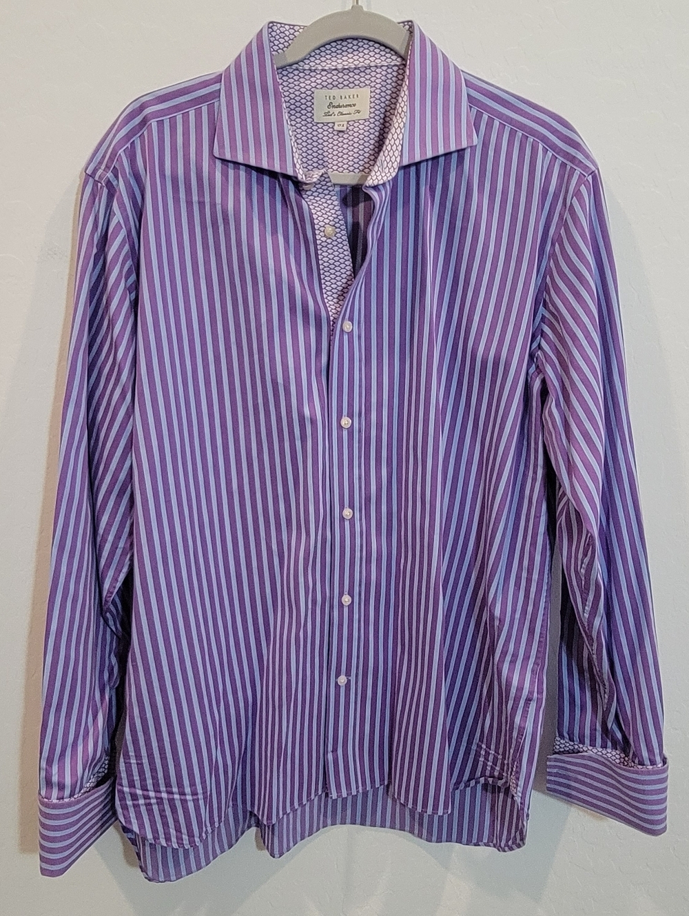 Ted Baker Endurance Classic Fit 100% Cotton Men's Stripe Dress Shirt Size 17.5